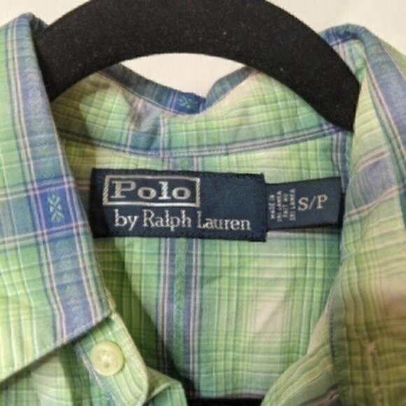 Vintage Polo Ralph Lauren Mens Pearl Snap Button Western Shirt Small Blue Green - Picture 4 of 6
